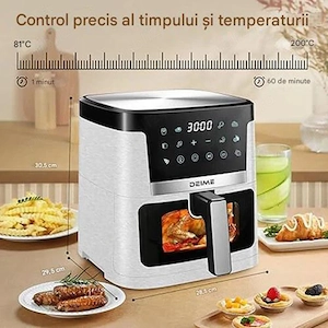 Friteuza cu aer cald Air Fryer Deime, capacitate 7.5L, 1700 W, 8 programe automate, ecran tactil, op - imagine 2