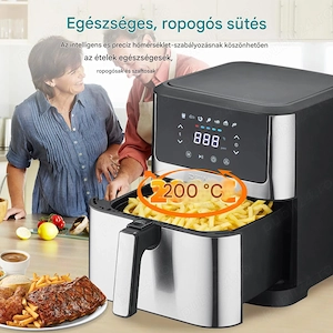 Friteuza cu aer cald Air fryer DEIME 6 litri 1500W otel inoxidabil, 8 programe, fereastra de gatit v - imagine 5