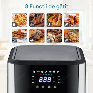 Friteuza cu aer cald Air fryer DEIME 6 litri 1500W otel inoxidabil, 8 programe, fereastra de gatit v - imagine 2