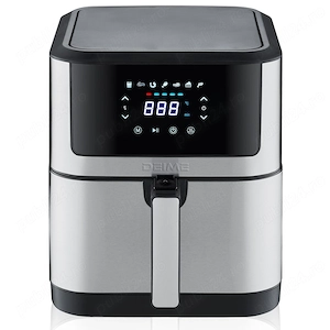 Friteuza cu aer cald Air fryer DEIME 6 litri 1500W otel inoxidabil, 8 programe, fereastra de gatit v