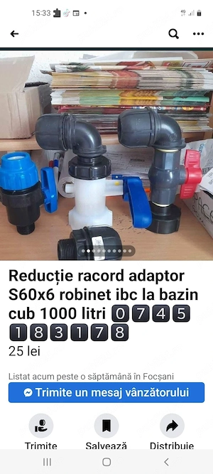 Reductie,adaptor,robinet ibc cub de 1000Litri  - imagine 3