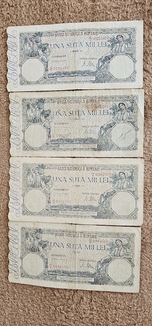 7 bancnote 100.000 lei puse in circulatie in perioada 1945,1946
