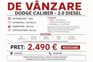 Dodge Caliber   2.0 Diesel   Aspect Deosebit (Full Black) - imagine 9