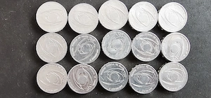 15 monede vechi,necirculate,cu eclipsa de soare din 1999,cu valoare nominala de 500 lei