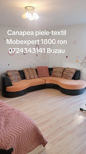Vand canapea Mobexpert second hand, piele- textil 