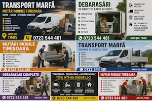 Mutari mobila bagaje transport mobila marfa Timisoara Ridic moloz Debarasari apartamente
