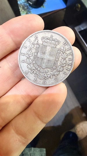 moneda argint 5 lire 1874 Vittorio Emanuele II - imagine 2