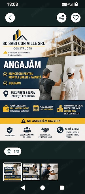 Angajăm finisori (gresie, faianță, zugrăveli)   lucrări 2026 2027   București & Popești Leordeni - imagine 3