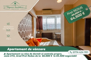 Apartament cu  o camera si nisa de dormit, zona Uta, Arad