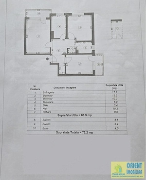 Tomis Nord, Rovere, de vanzare 3 camere, decomandat, gaze - imagine 12