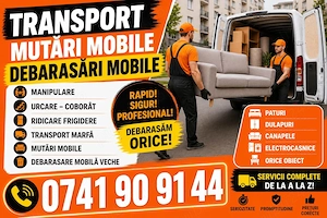 Transport marfa mobila Timisoara Mutari mobila bagaje lucruri Ridic moloz Debarasari mobila 