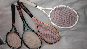 4 rachete tenis camp de colectie din lemn dunlop - wilson - fin - fischer = 500 ron