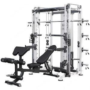 Home Gym complet Power Rack Cadru Smith Maxxus 10.1 cu discuri, bara olimpica, banca, banda alergare