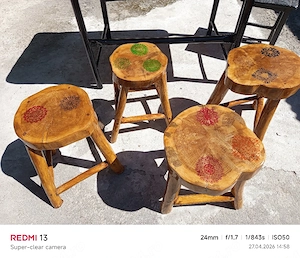 Set rustic cimpus din masă și 4 scaune