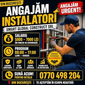 Angajez instalatori sanitari și termici