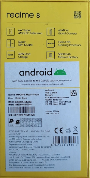 Telefon mobil Realme 8, Dual SIM, 64GB, 4G, Cyber Black - imagine 2