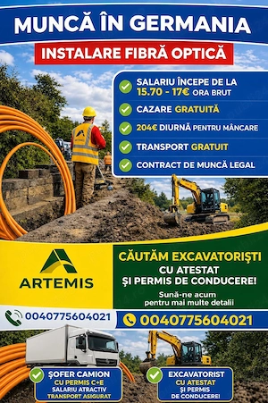 Muncă la fibră in Germania cu transport gratuit 