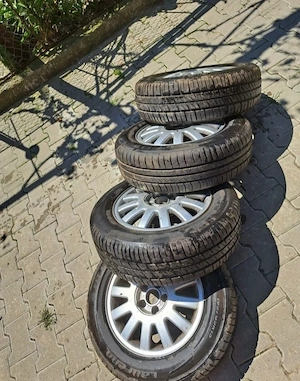 Jante Aliaj Originale AUDI 5x100 R15 + Cauciucuri de Vara 195/65/15 - imagine 3