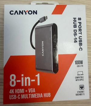 Canyon Multiport Universal USB Tip C 8-in-1, putere 100W