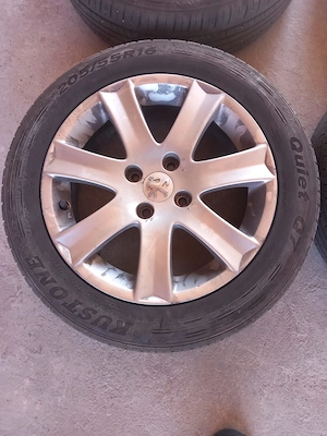 Set jante aluminiu si cauciucuri Peugeot 16 inch cu 4 prezoane - imagine 4