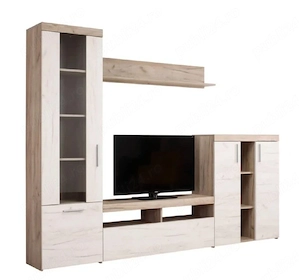 Vând biblioteca living Arno, stejar gri + stejar alb, 262 cm, 3C - imagine 2