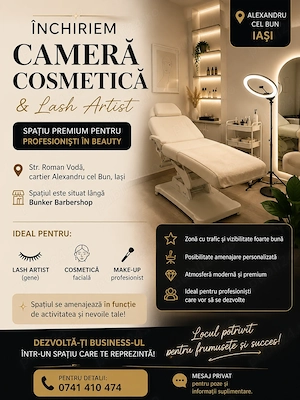   închiriem cameră cosmetică   lash artist   iași  