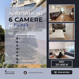 | Apartament cu 6 camere |  172 mp |  Mobilat si Utilat complet | Faleza |