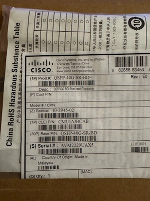 Cisco QSFP-40G-SR-BD komp. 40G Multimode BIDI 850nm 150m QSFP+
