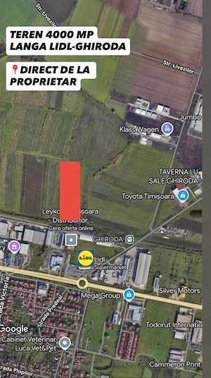Teren 4000 mp Ghiroda   Dezvoltare blocuri   Drum expres   PUZ în curs