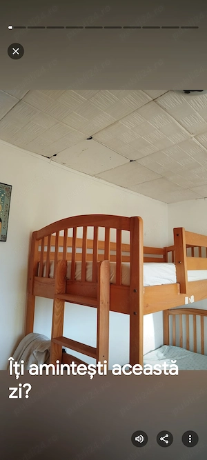 Vând pat supraetajat din lemn .Stare buna.