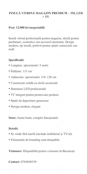 Vitrină magazin 3m cu LED și TV inclus  - imagine 8