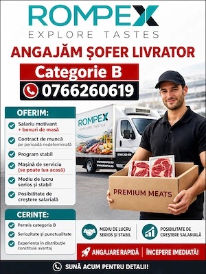 Angajăm șofer livrator produse alimentare