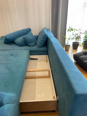 Coltar extensibil cu lada de depozitare - turcoaz - imagine 4