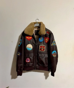 Geaca bărbați piele aviator vintage Top Gun  