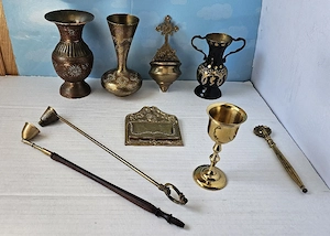 Lot obiecte din bronz-alamă