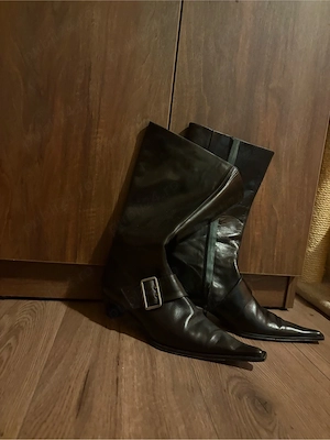 ghete de piele cu toc mic - imagine 2