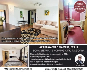 Apartament 3 cam Etaj 1 Timisoara  Steaua – Shopping City