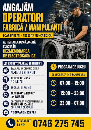  OPERATORI FABRICA, Muncitori Necalificati, Manipulanti