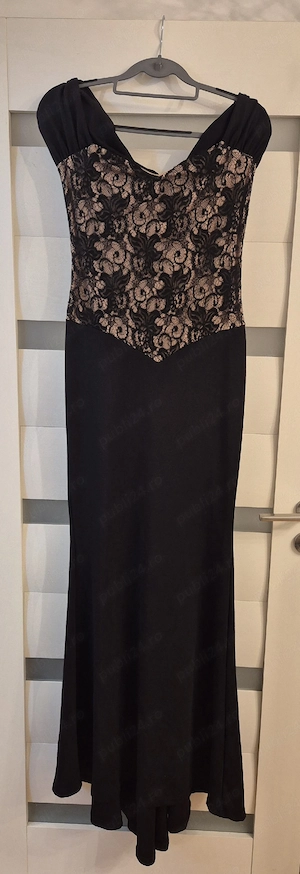 Rochie de seară, Nouă, Neagră cu Dantelă Nude, Mărime Universală