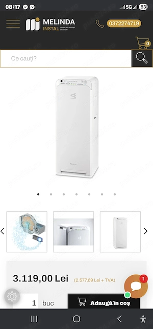 Purificator de aer cu umidificare si dezodorizare Daikin MCK55W