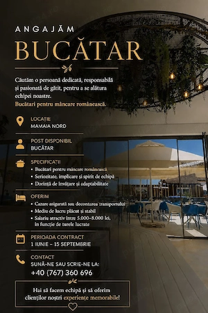 Angajăm Bucatari Traditional Romanesc