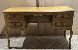 Birou Vintage Stil Florentin cu elemente sculptate si sertare; Masa cu blat 125x45 cm
