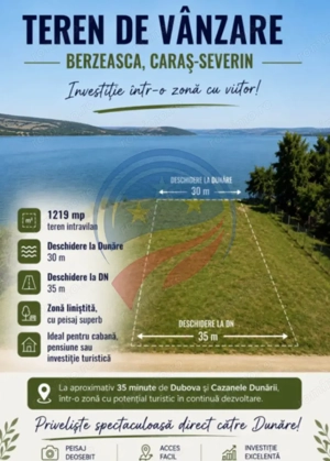 Teren Premium în Berzasca - Front la Dunăre + DN57 - De vanzare