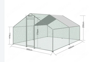 Cotet de gaini, pasari, 4 x 3 x 2 metri, otel galvanizat