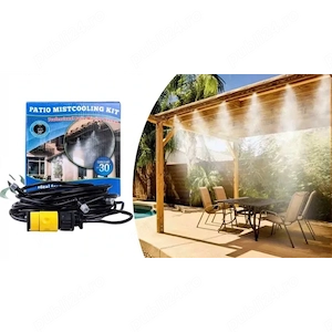 Kit Răcire Terasă cu Pulverizare 10m, Furtun cu Duze Mist Reglabile,Sistem Profesional pentru Grădin
