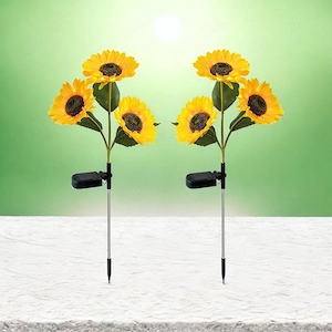 Set 2x Lampă Solară LED , Model Floarea-Soarelui, Decorative ,75cm, Panou Solar Integrat exterior