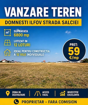 Particular Domnesti Ilfov - 6800 mp lotizat.ideal pentru constructia a 12 vile.