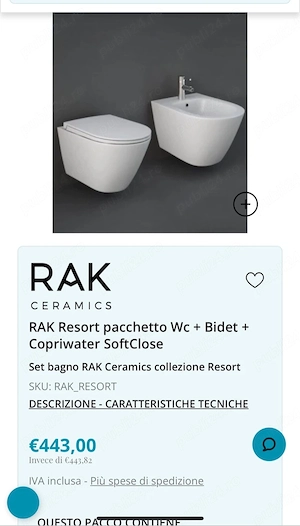 Rak Ceramics , Wc + Bideu (softclose)