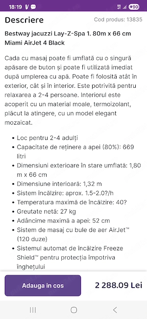 Jacuzzi Lay-Z-Spa 1,80x66 cm - imagine 5