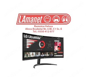 Monitor gaming curbat LED VA LG UltraWide 34WR50QK-B, 34", WQHD, 100Hz, HDR10, negru NOU